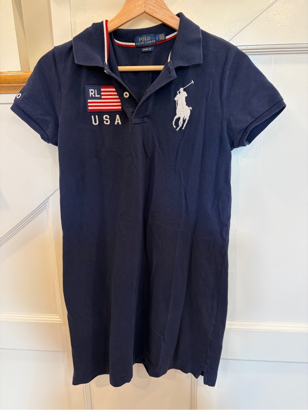 Polo Ralph Lauren Navy Blue Polo Shirt Dress Skinny Fit Womens S